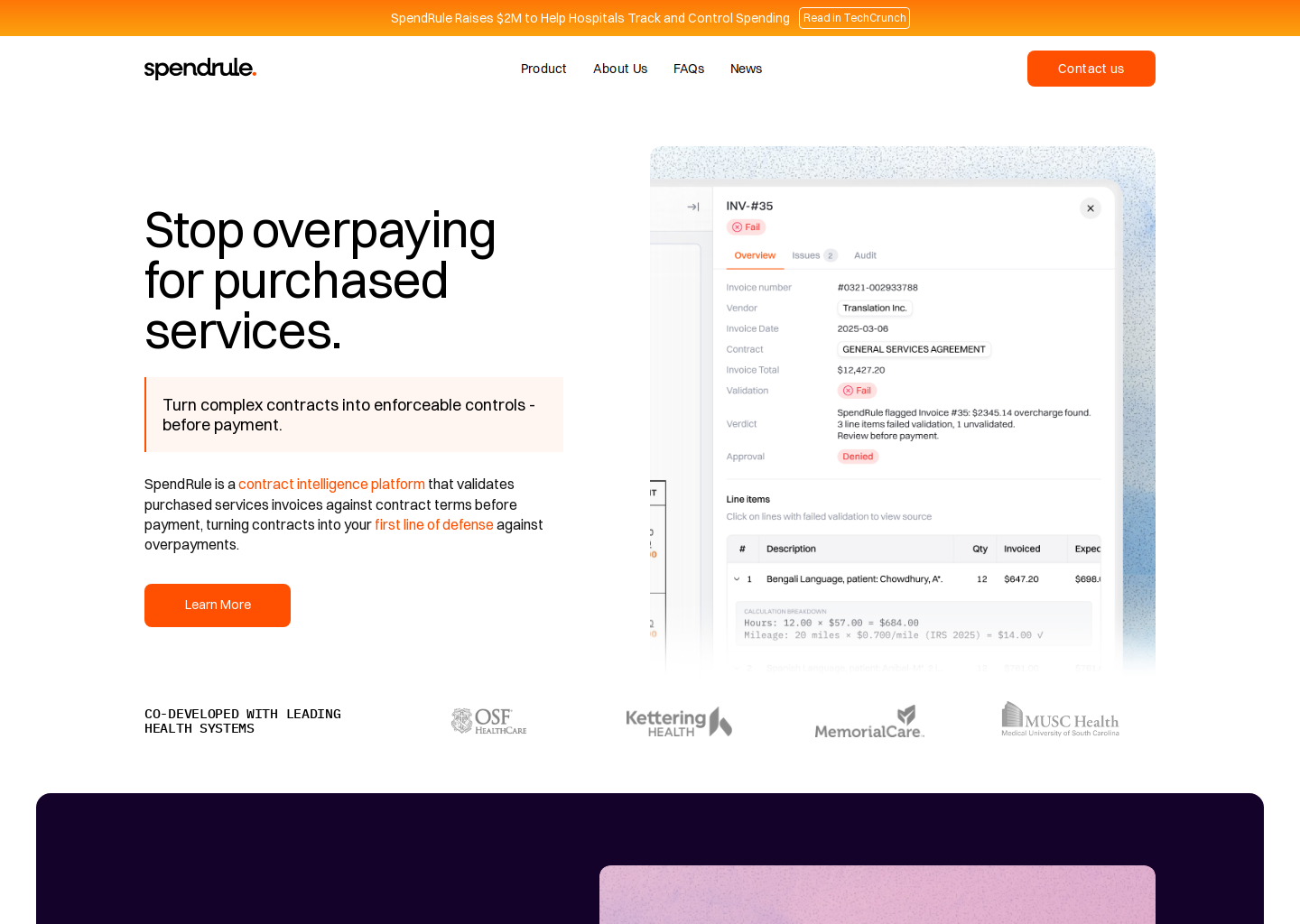 Spendrule — website design on Landdding