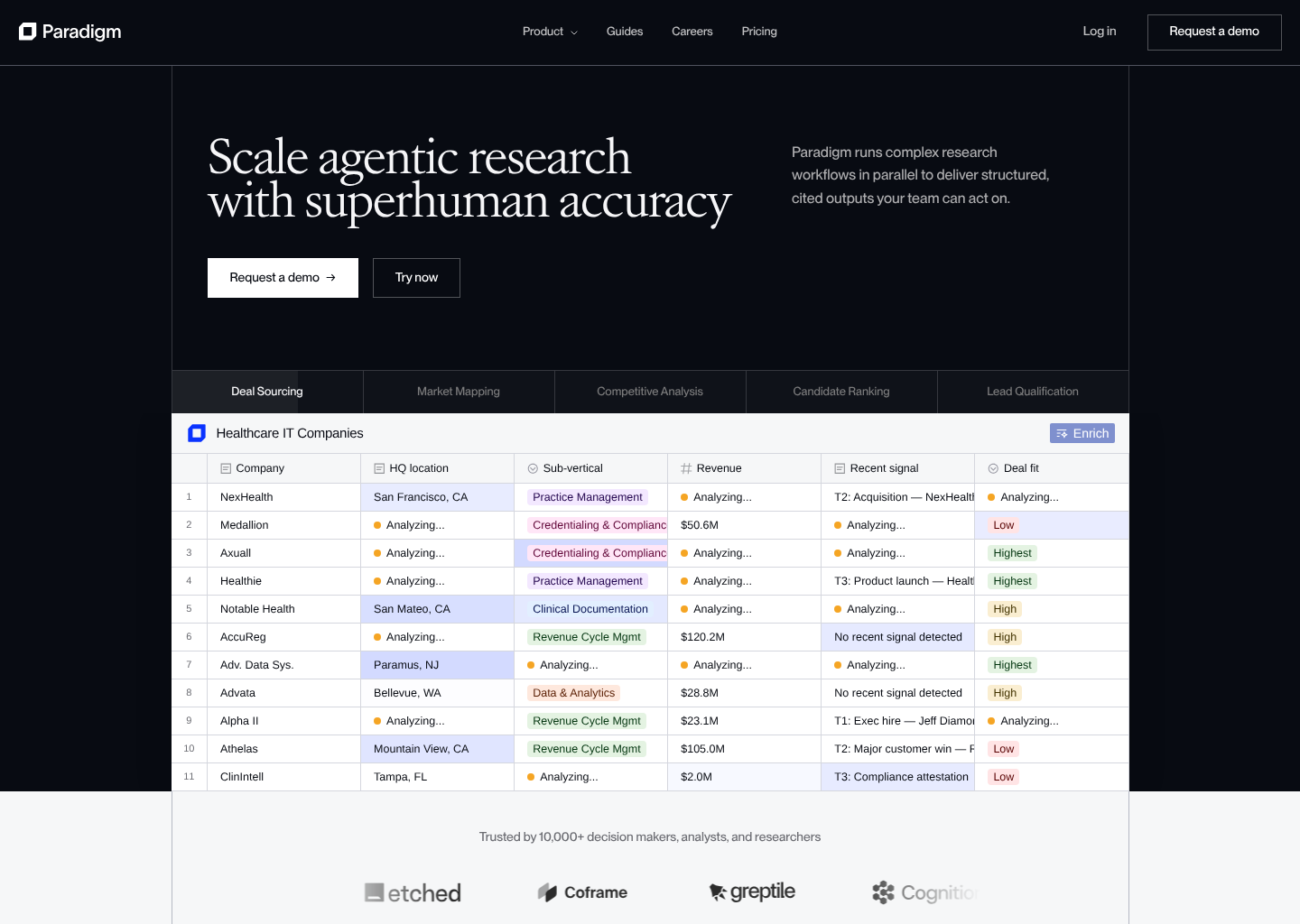 Paradigm — website design on Landdding