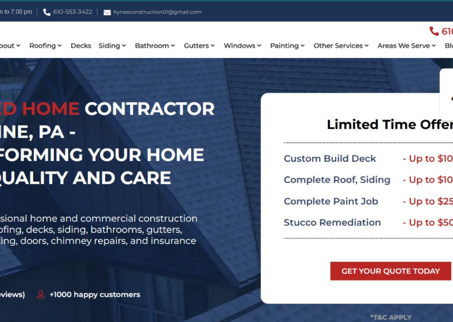 Trusted Home Contractor Main Line | Hynes Construction — website design on Landdding