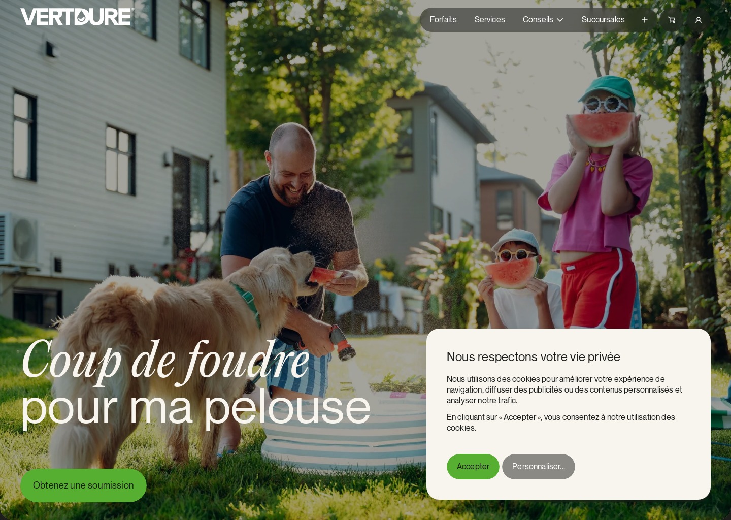 Vertdure, #1 au Québec en traitement de Pelouse — website design on Landdding
