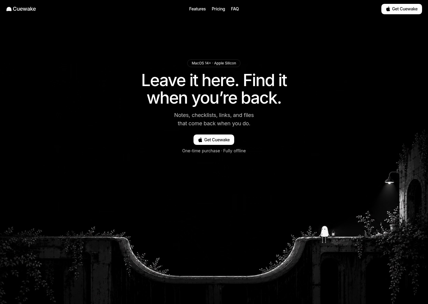 Cuewake — Leave it here. Find it when you’re back. — website design on Landdding