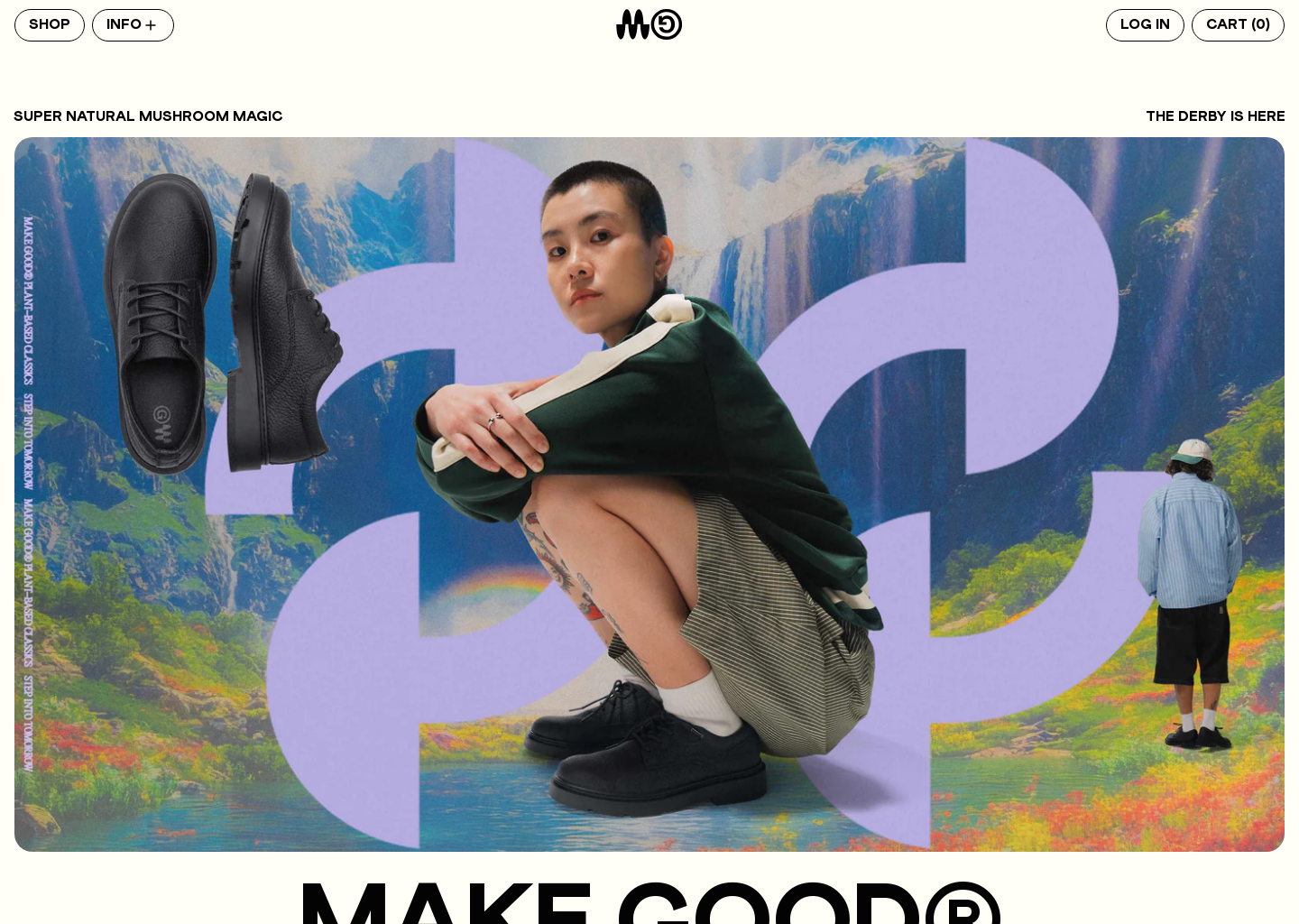 Sustainable Shoes Made From Nature • Make Good® — website design on Landdding
