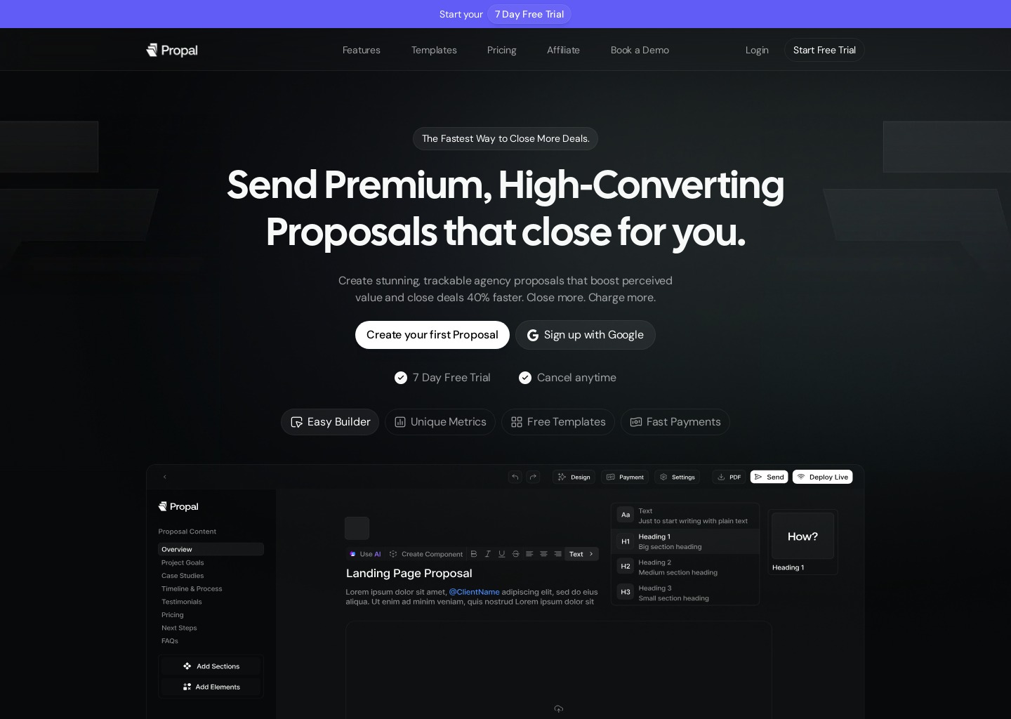 Send Premium, High-Converting Proposals that close for you. — website design on Landdding