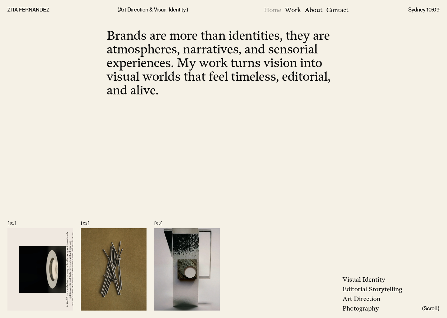 Zita Fernandez | Art Director & Brand Designer Based In Sydney — website design on Landdding