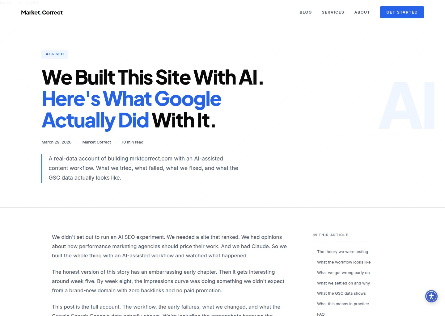 We Built This Site With AI. Here's What Google Actually Did With It. — website design on Landdding