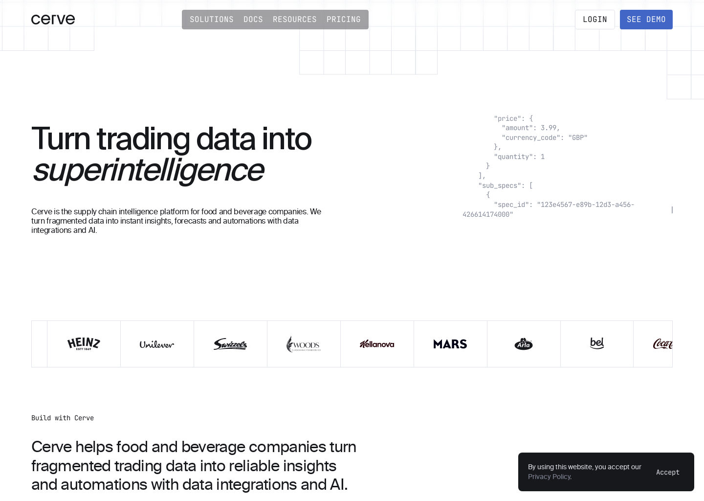 Cerve | Digitally-enabled supply chain — website design on Landdding