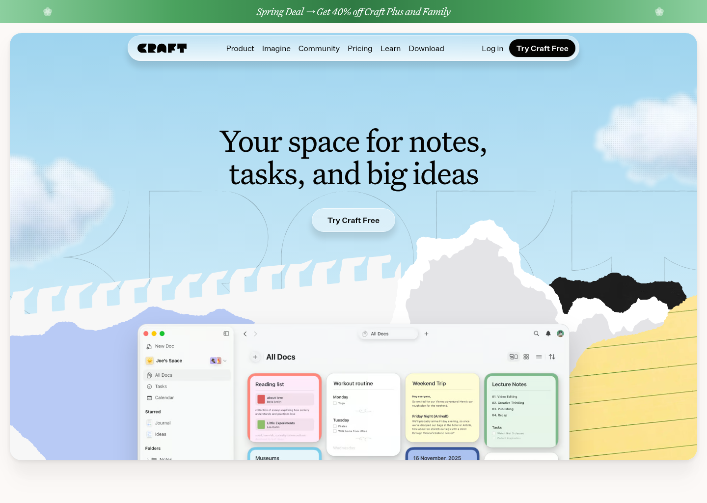 Craft — website design on Landdding