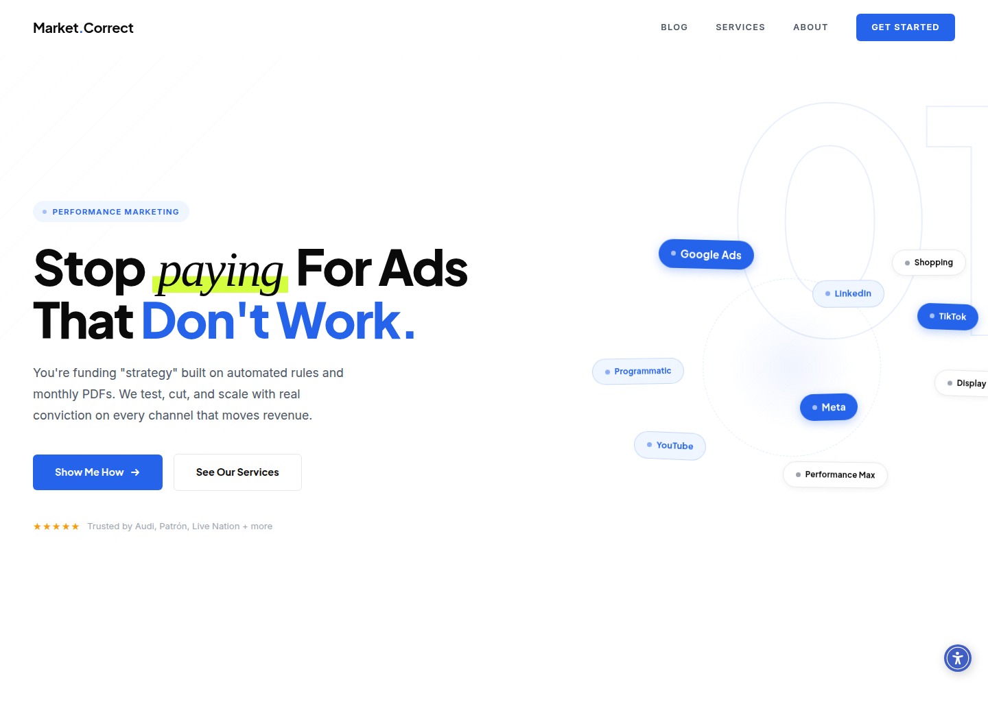 Market Correct | Performance Marketing Agency — website design on Landdding