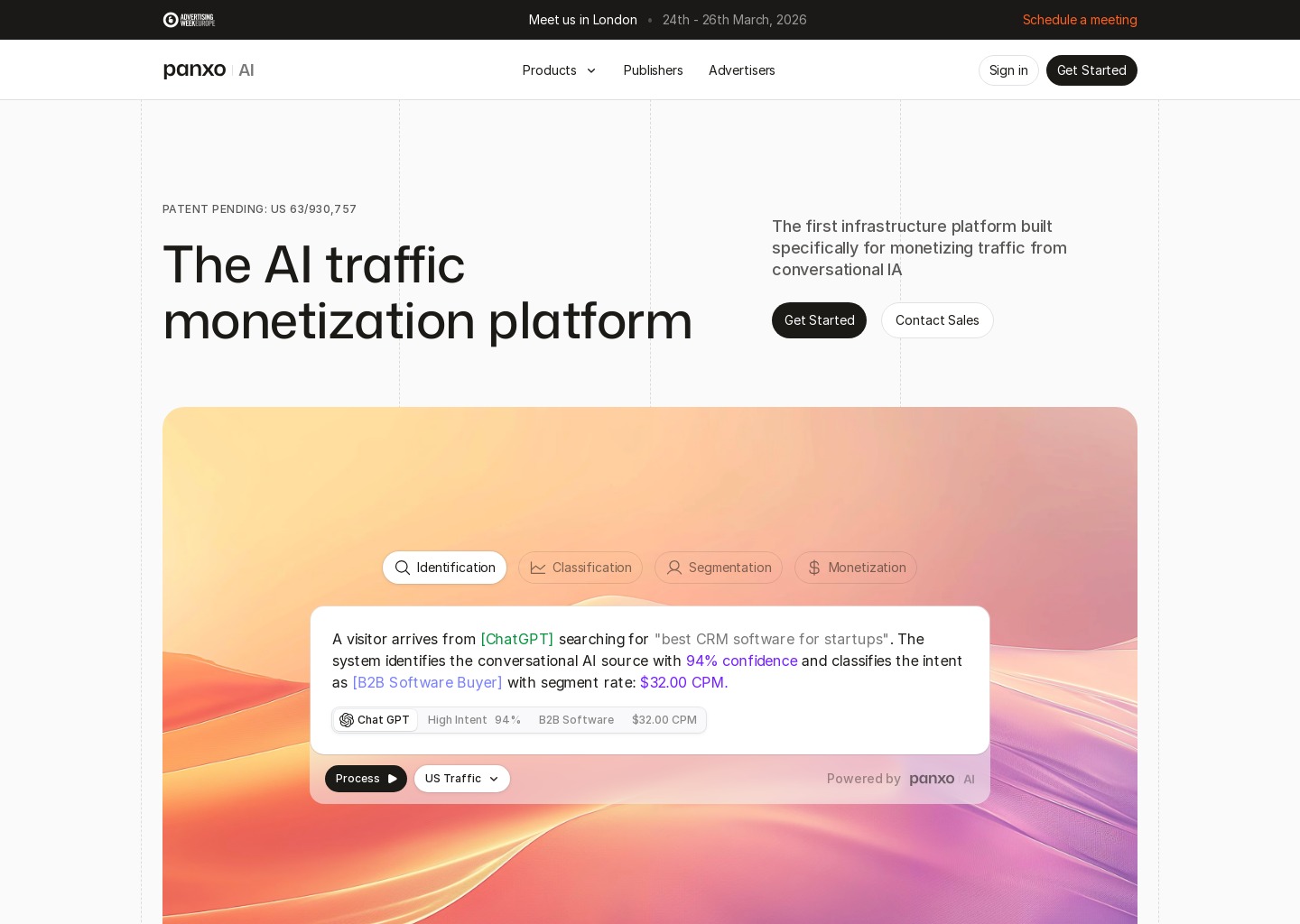 Panxo - Monetize Every AI Visitor — website design on Landdding