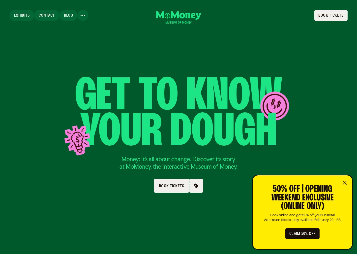 MoMoney | The only interactive Museum of Money — website design on Landdding