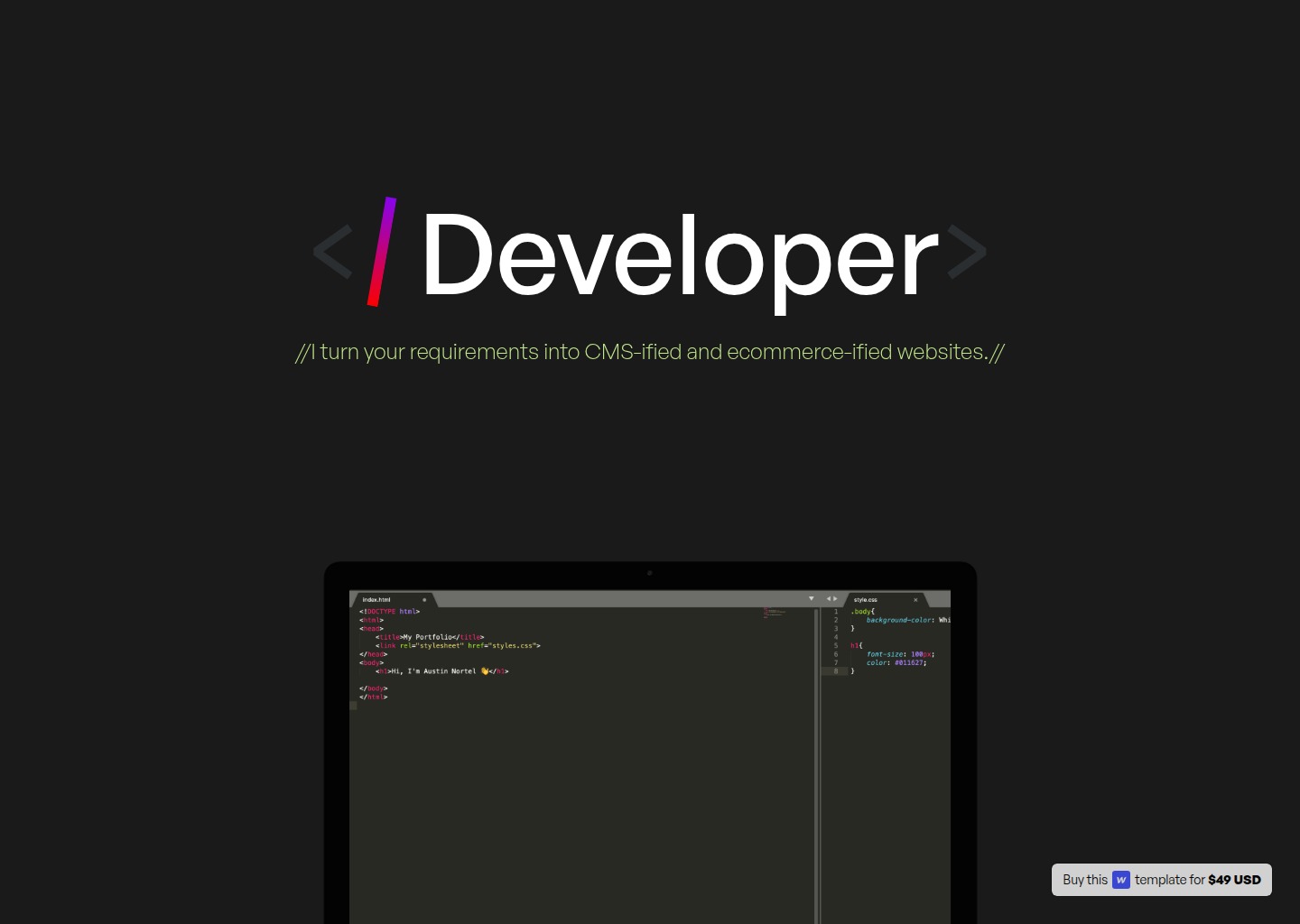 Austin - Webflow Portfolio Template — website design on Landdding