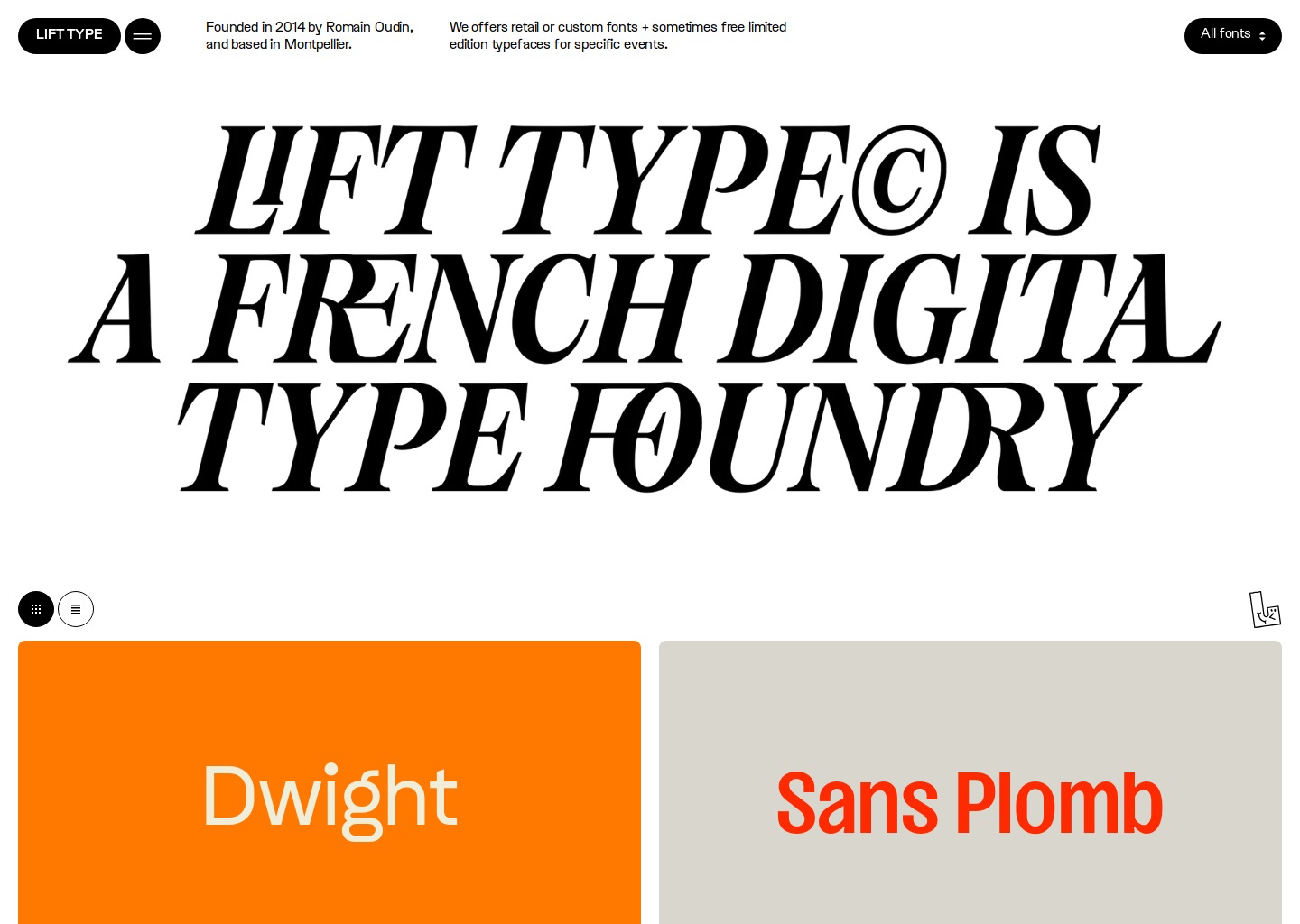 
      Lift Type — A french digital type foundry
 — website design on Landdding