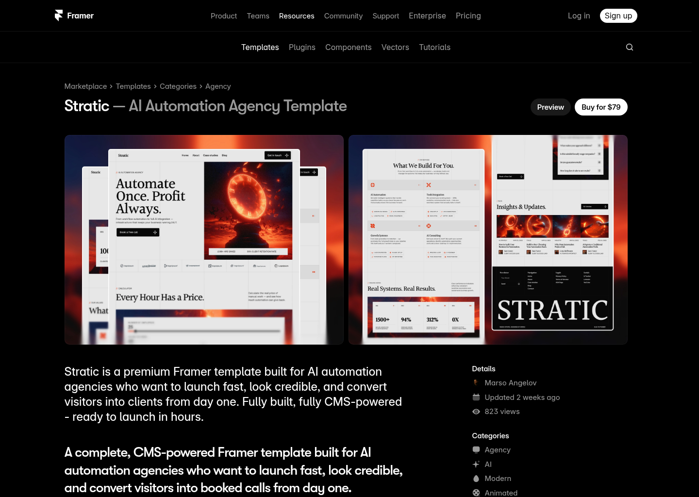 Stratic - A Premium AI Agency Website Template — website design on Landdding