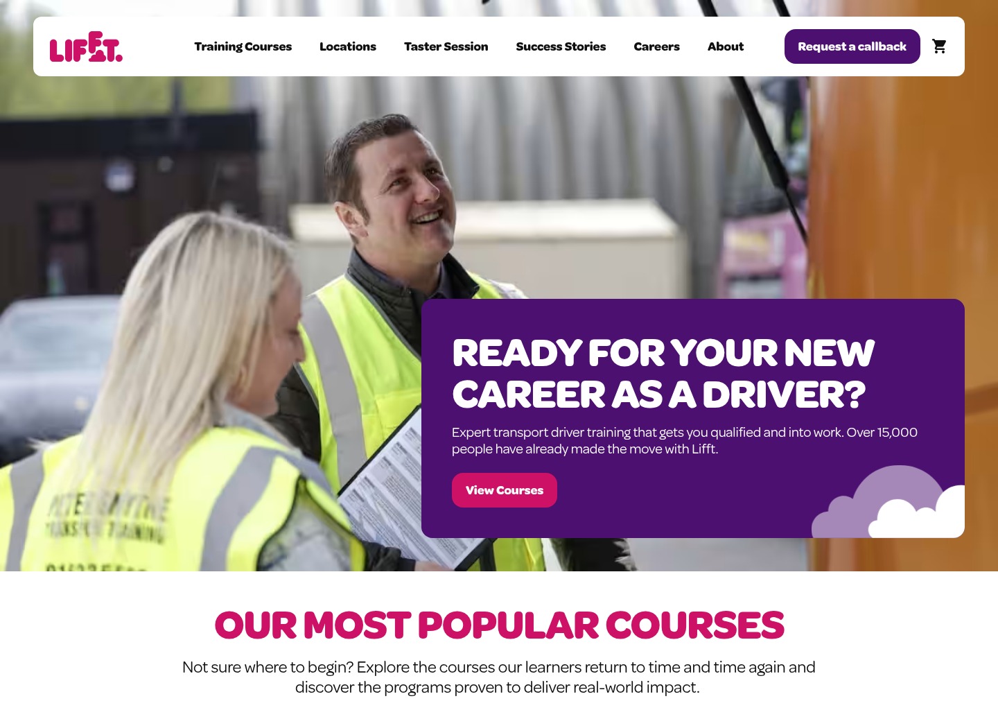 Transport Driver Training - Unlock A New Career Path | Lifft — website design on Landdding