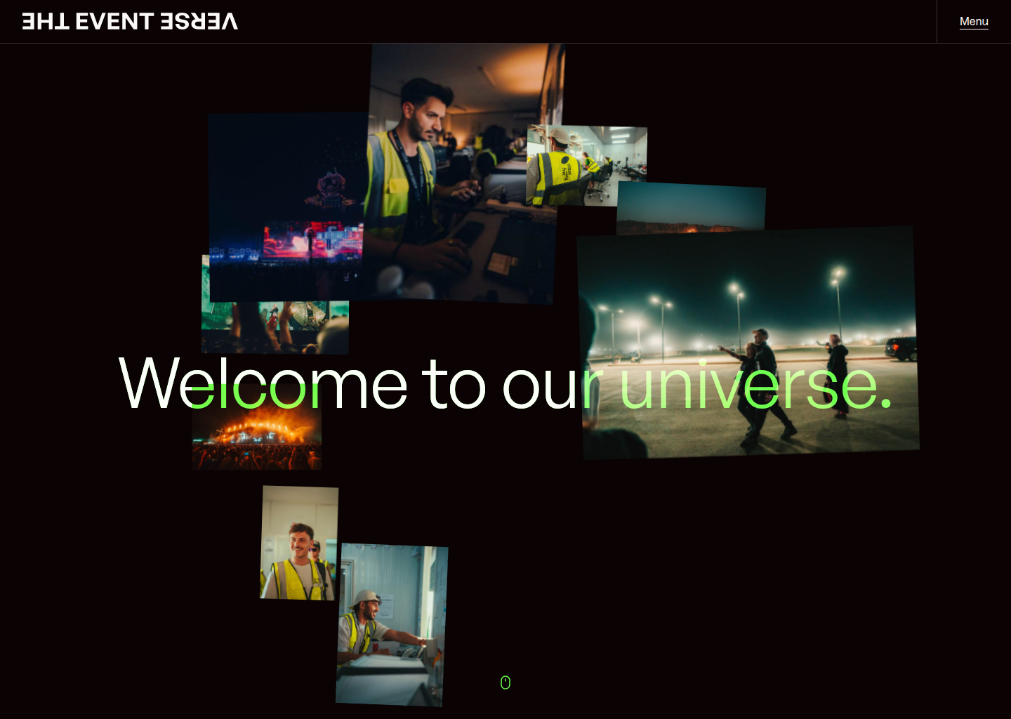 The Event Verse — website design on Landdding