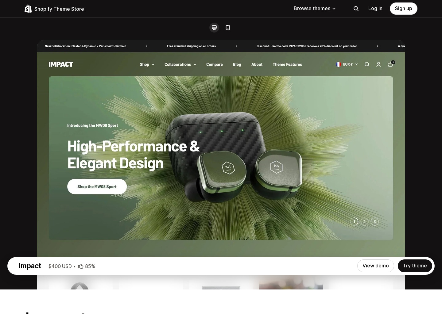 Impact - Shopify Ecommerce Website Templates — website design on Landdding