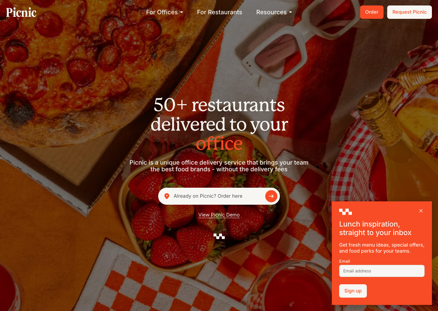Office Lunches, Catering and Team Orders — 50+ restaurants for your team — website design on Landdding