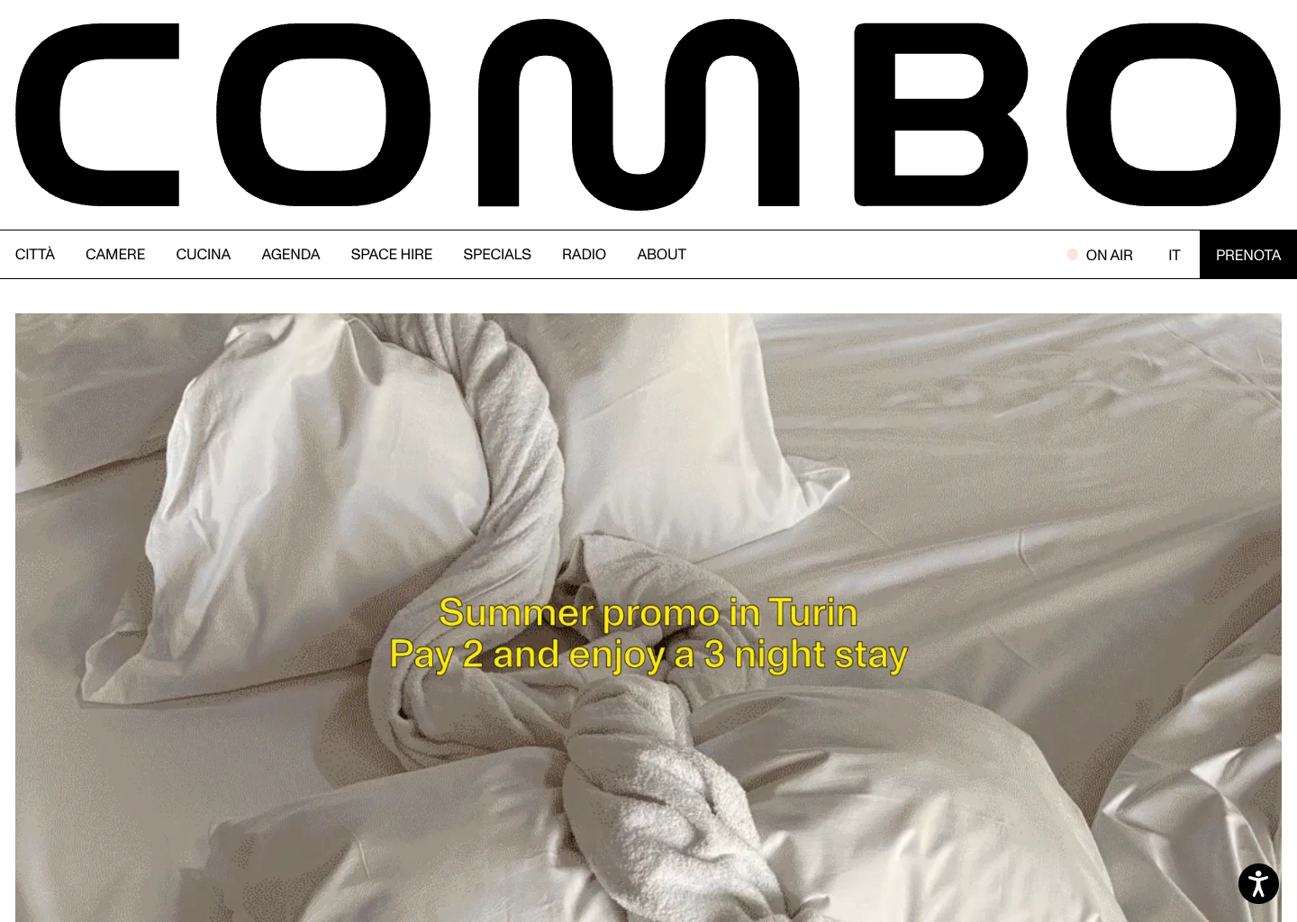 Ostello, Bar, Ristorante, Spazio per Eventi, Radio • Combo — website design on Landdding