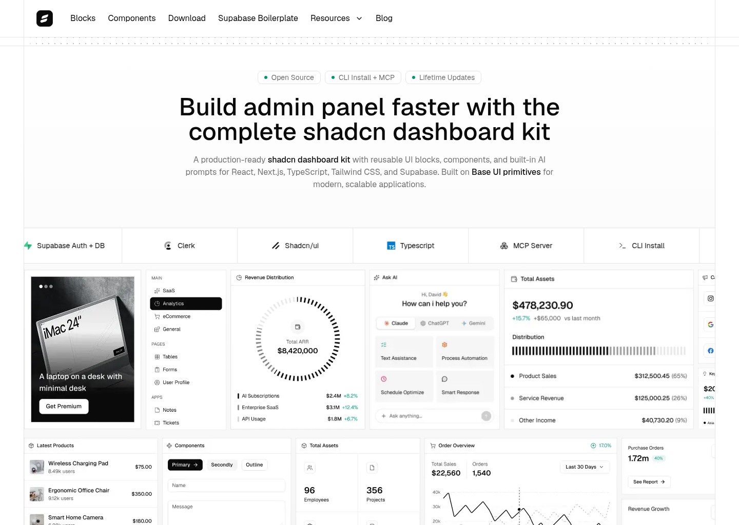 ShadcnDashboard.dev — website design on Landdding