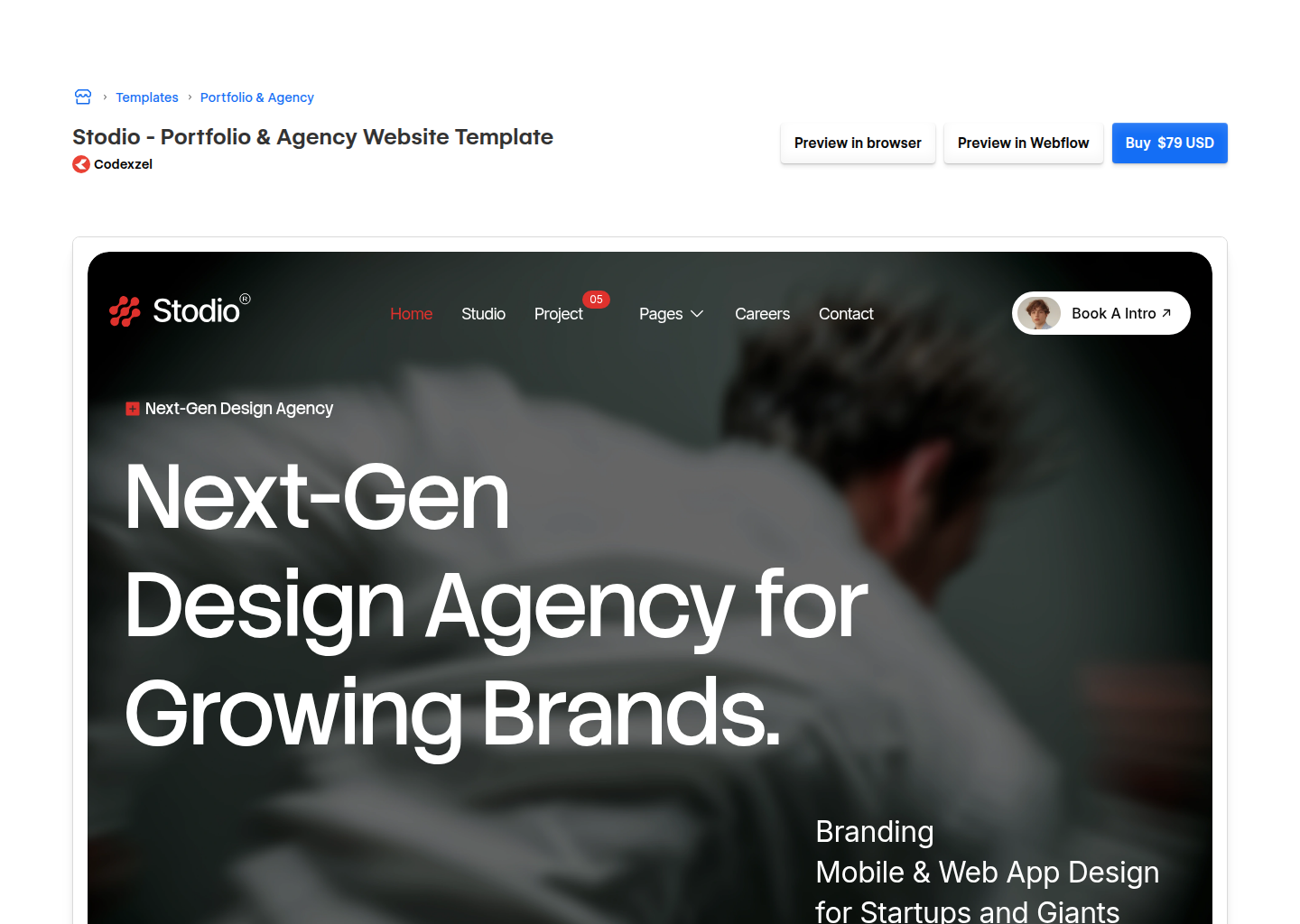 Stodio - Webflow HTML Website Template — website design on Landdding