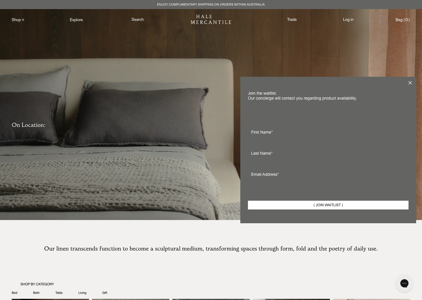 Luxury Linen Bedding, Bath & Table Linen – Hale Mercantile — website design on Landdding