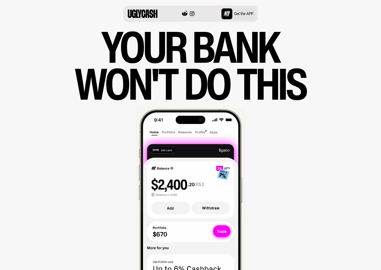 UGLYCASH — website design on Landdding