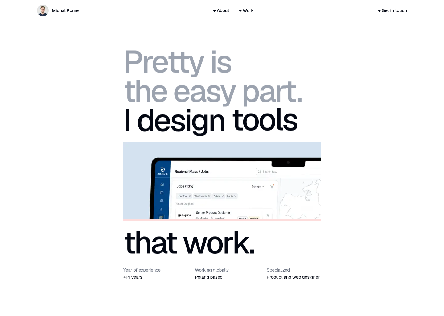Michal Rome - Web & Product Designer — website design on Landdding