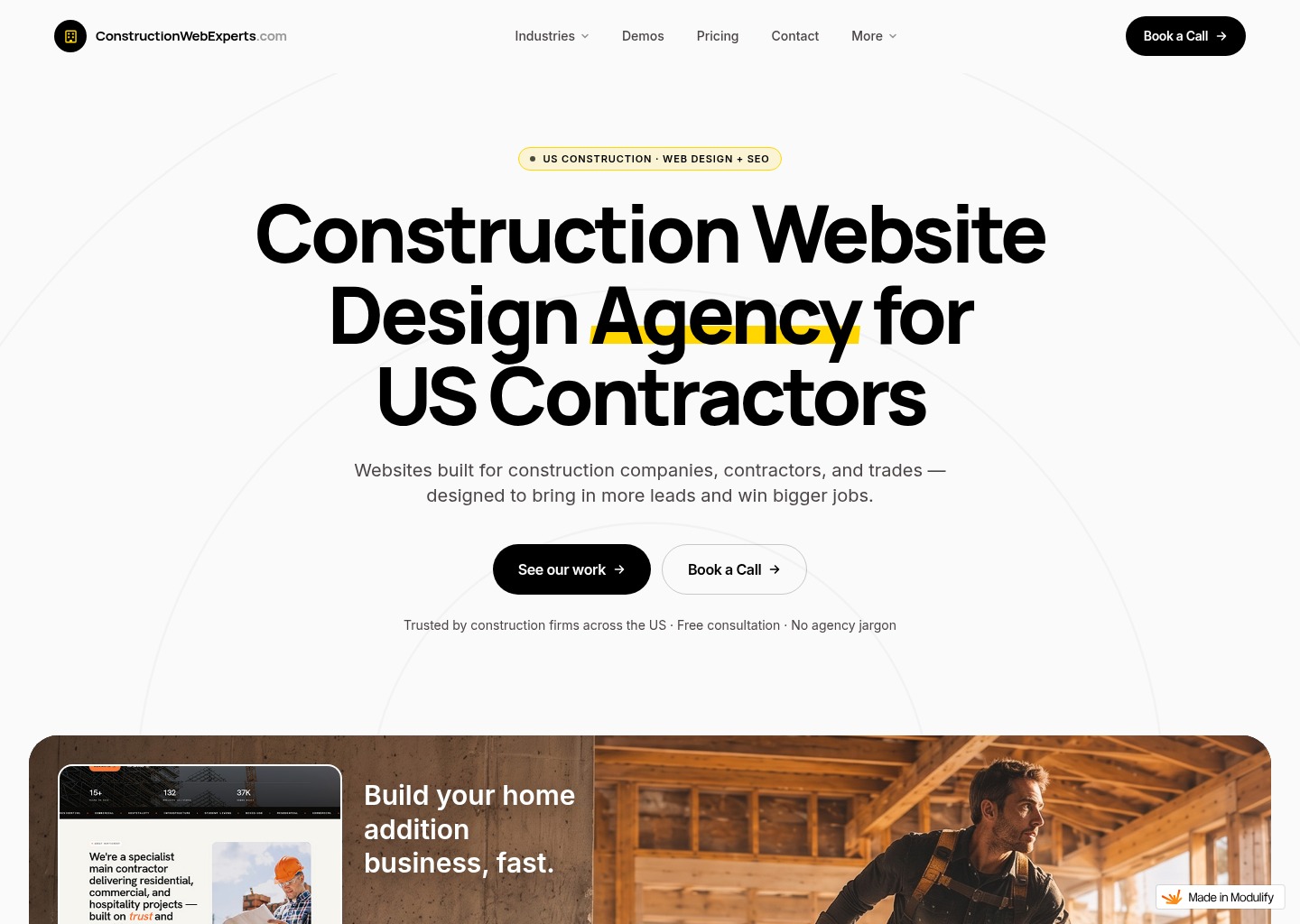 Construction Website Design Agency USA | Fixed Price — website design on Landdding