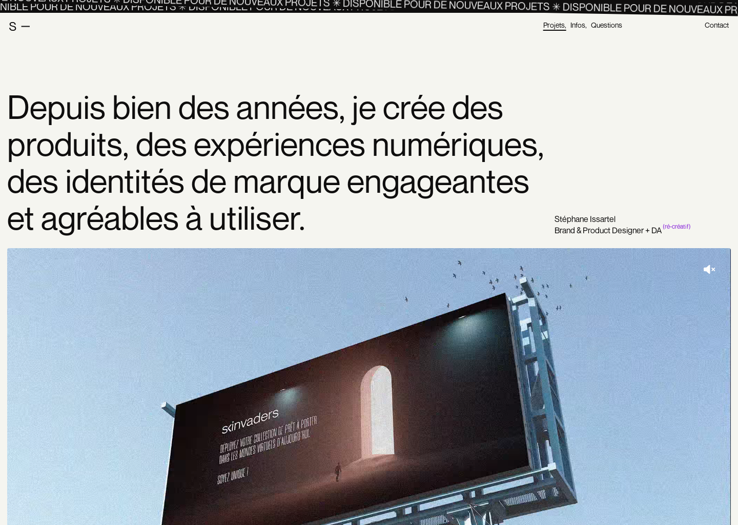 Stéphane Issartel – Directeur Artistique, Brand & Product Designer – Paris — website design on Landdding