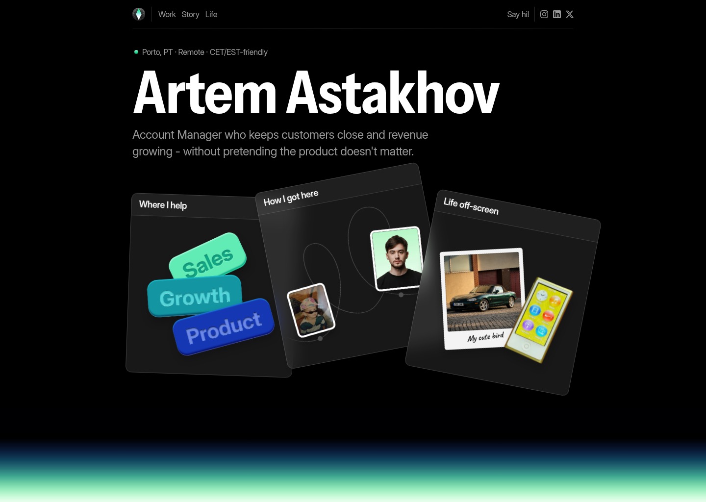 Artem Astakhov — Account Manager · Remote SaaS  — website design on Landdding