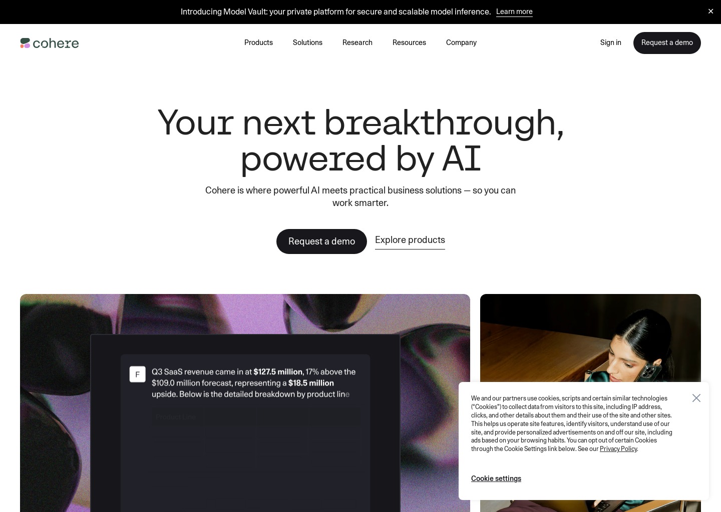 Enterprise AI: Private, Secure, Customizable | Cohere — website design on Landdding