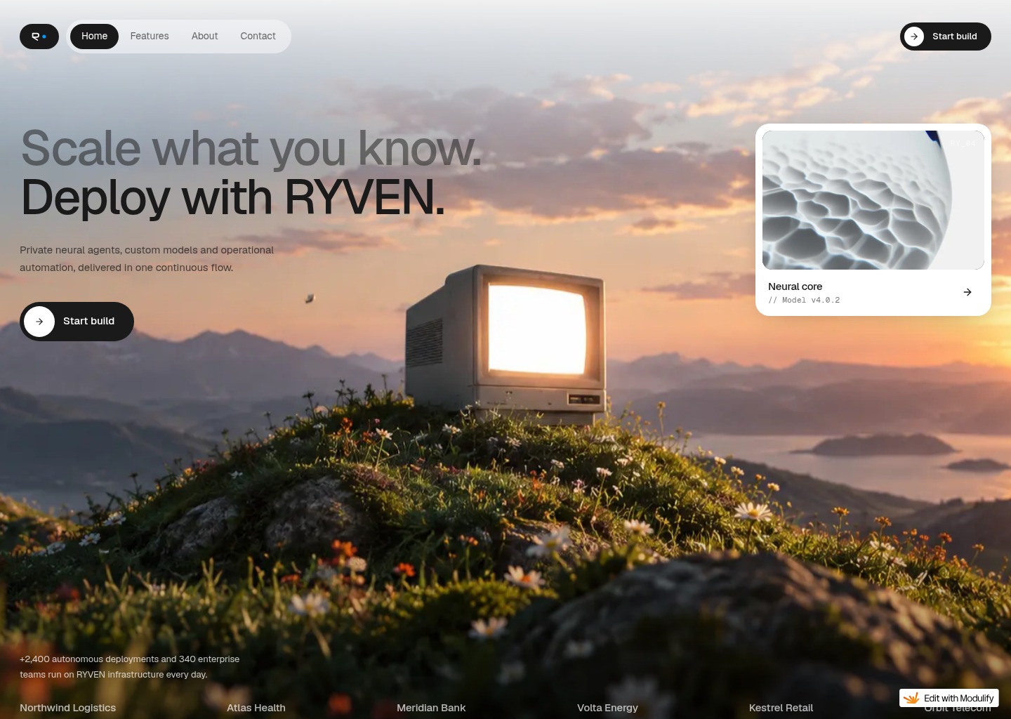 Premium template @Modulify — website design on Landdding