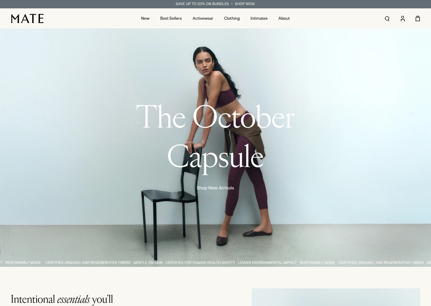 
  MATE the Label | Organic Cotton &amp; Non-Toxic Clothing for Women
 — website design on Landdding
