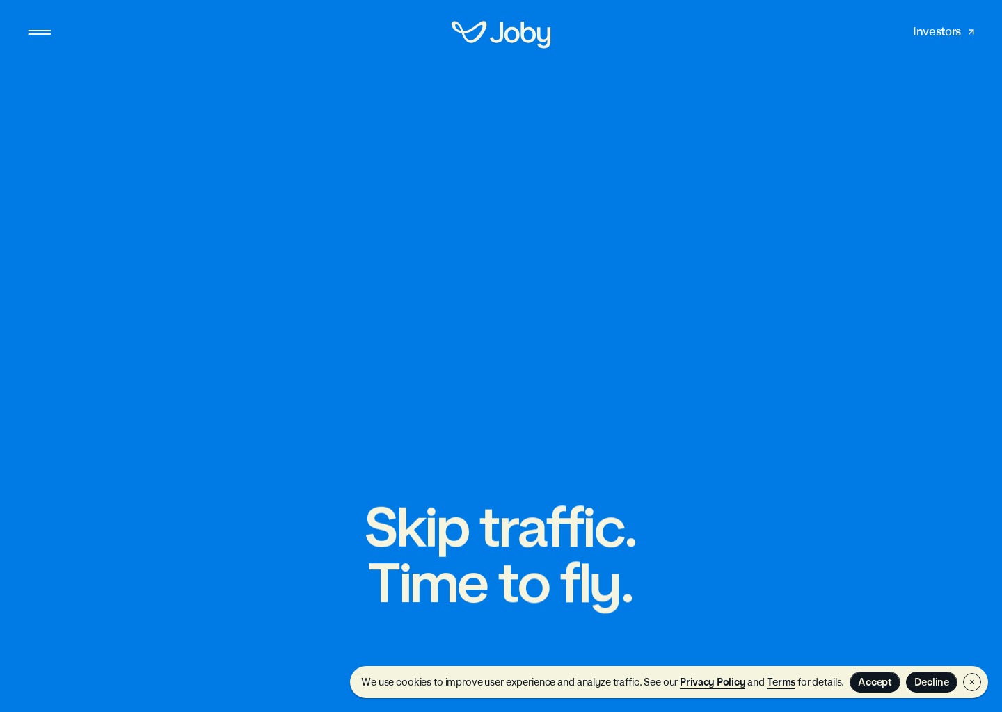 Joby Aviation | Electric Air Taxi for Zero-Emission Travel | Joby Aviation — website design on Landdding