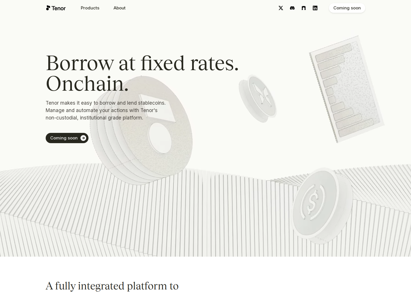 Tenor | Borrow and lend at fixed rates. Onchain. — website design on Landdding