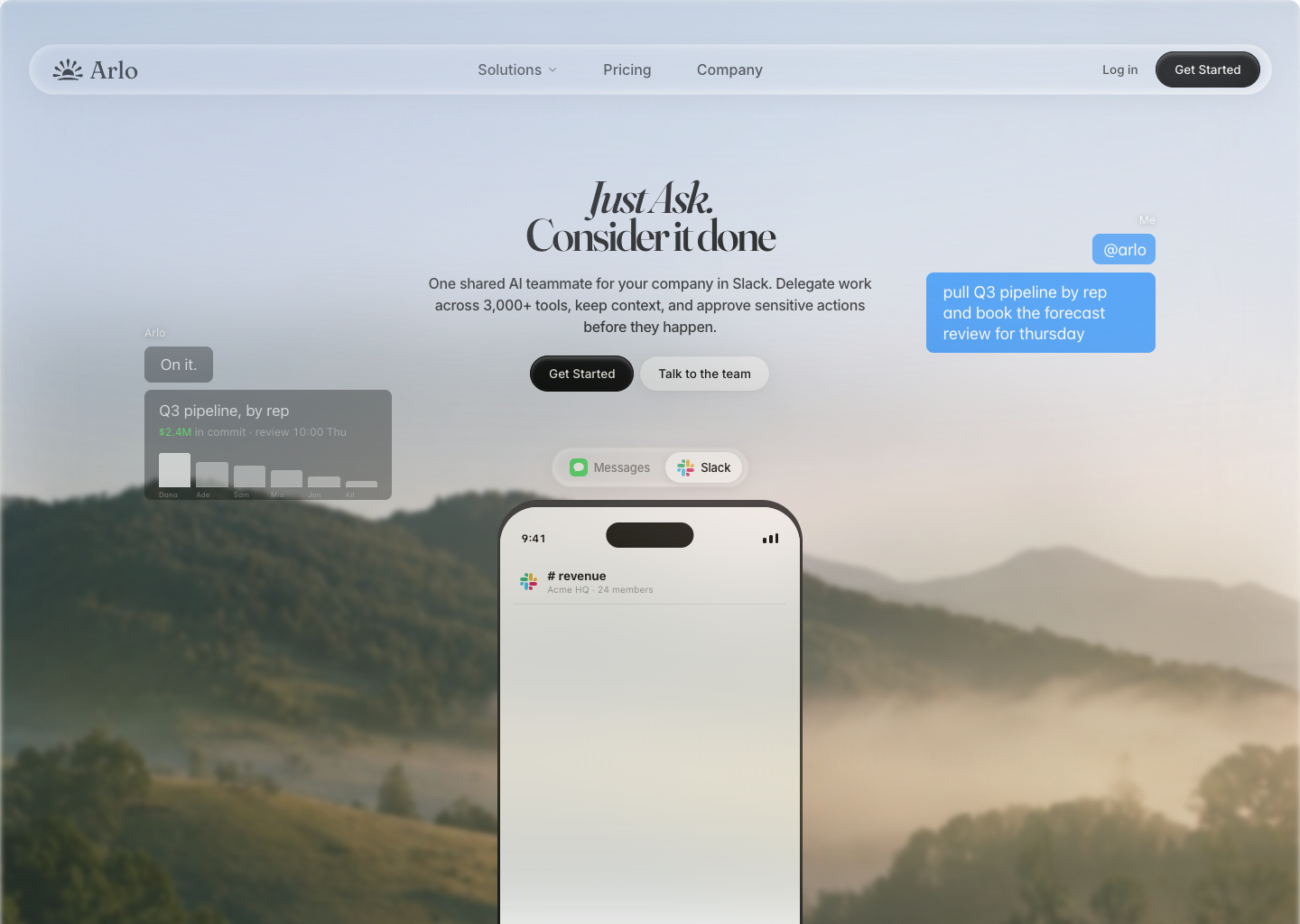 Arlo — One AI colleague for the workspace — website design on Landdding