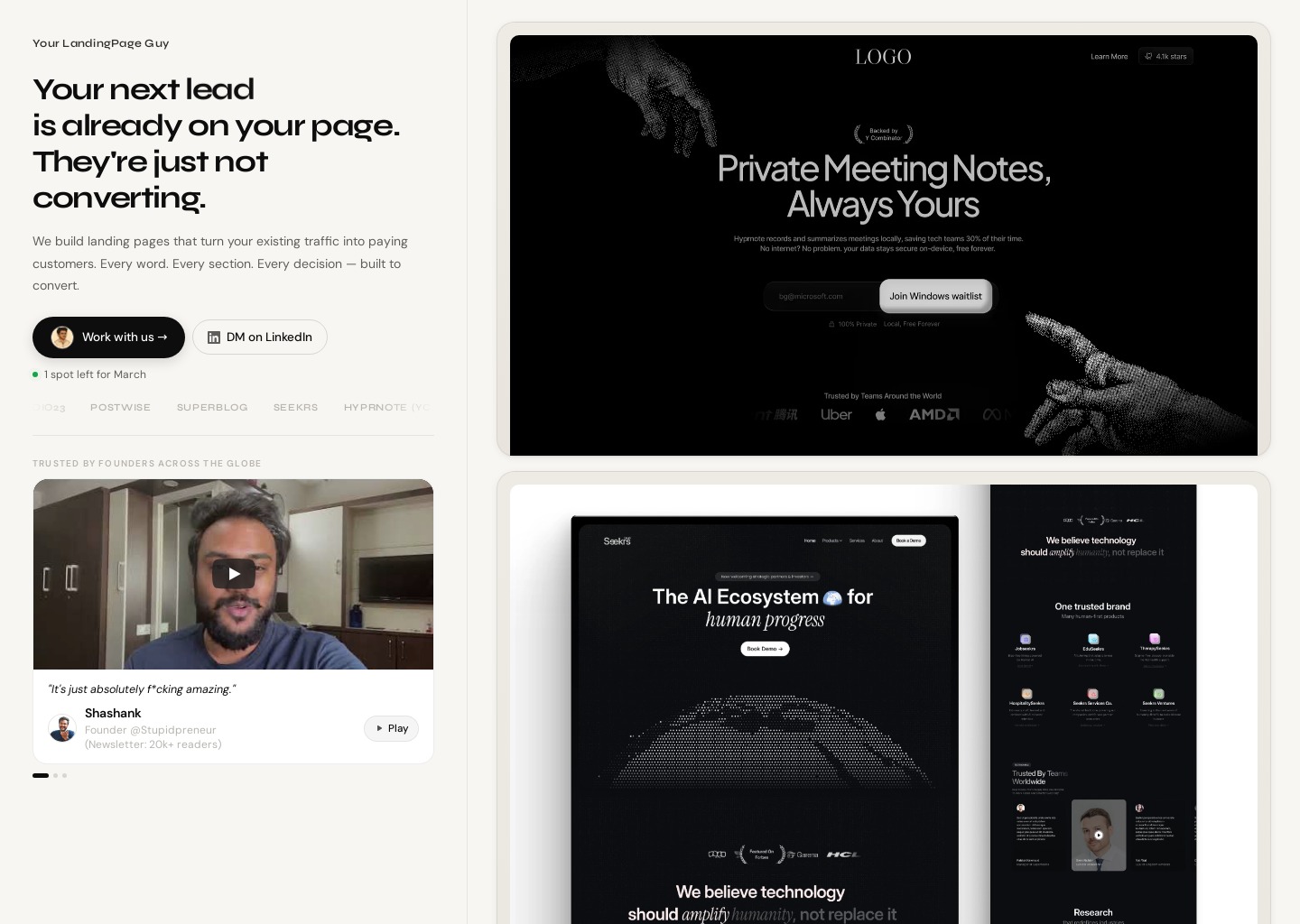 Your LandingPage Guy — High-Converting SaaS Landing Pages — website design on Landdding