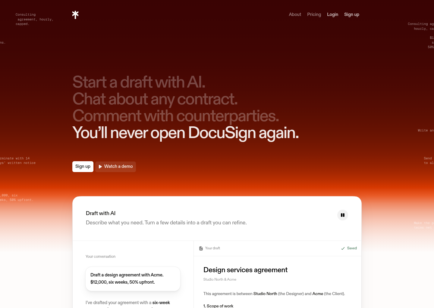 Terms.so: Never touch DocuSign again. — website design on Landdding