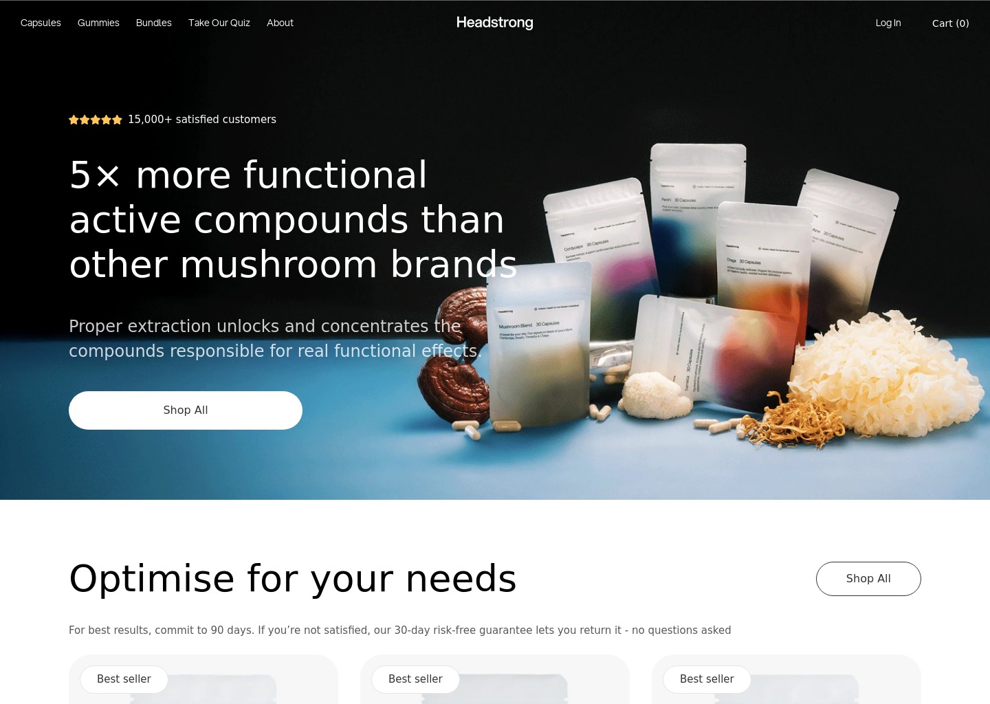 Headstrong — website design on Landdding