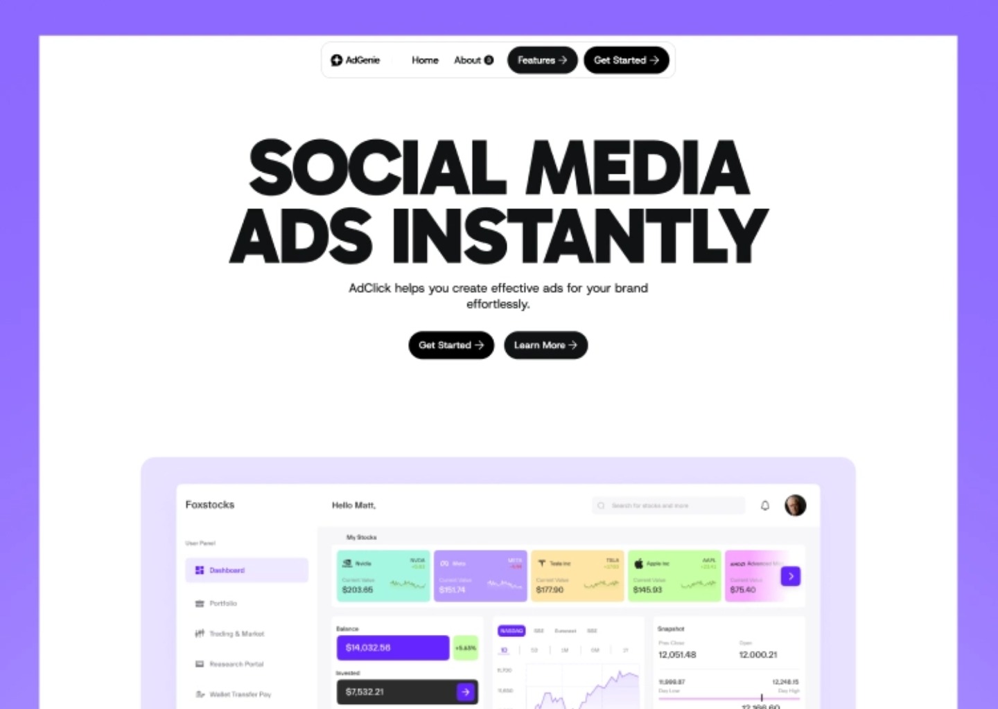 Social Media SaaS platform — website design on Landdding