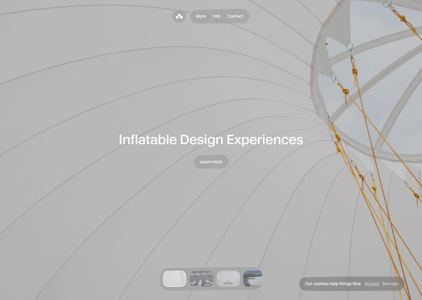 Espacio La Nube | Ephemeral inflatable structures for events — website design on Landdding