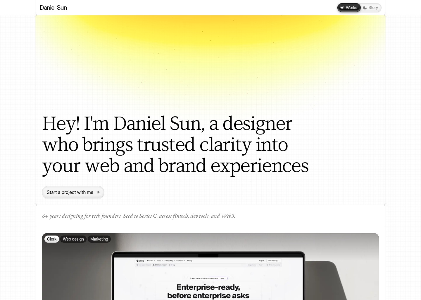 Daniel Sun | Web & brand designer for SaaS and Web3 founders — website design on Landdding