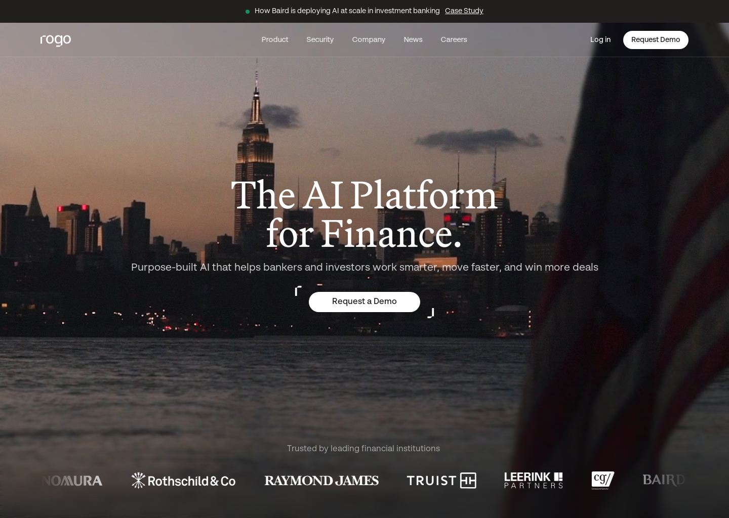 Rogo | Secure AI for Finance Professionals — website design on Landdding