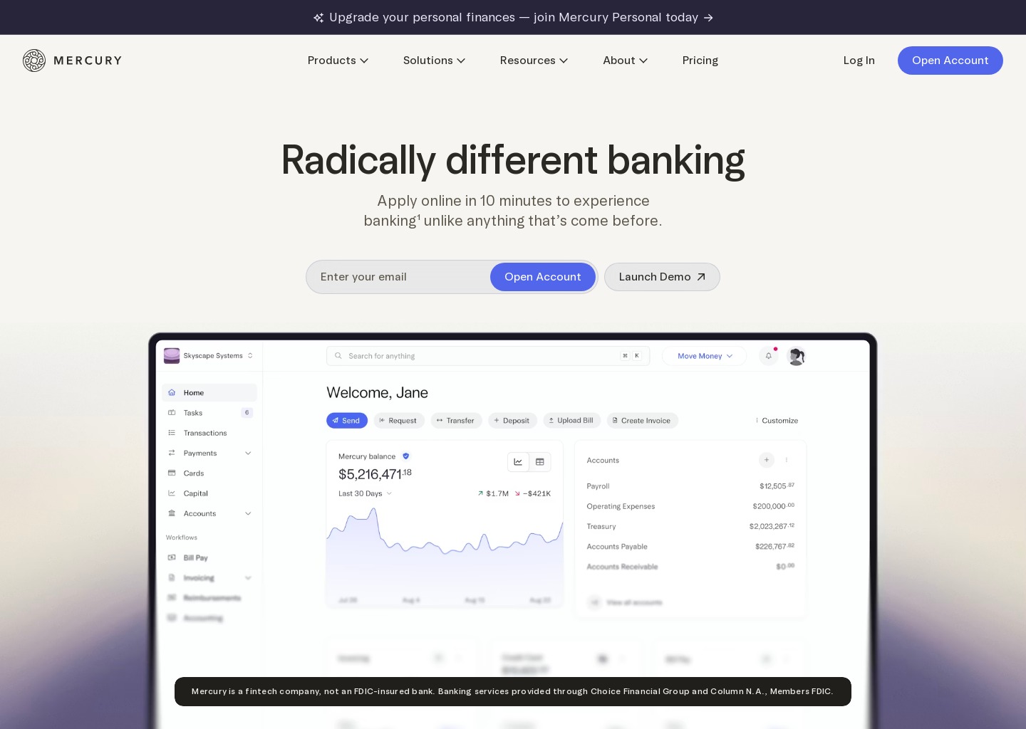 Online Business Banking For Startups, Small Businesses & Scaling Companies — website design on Landdding