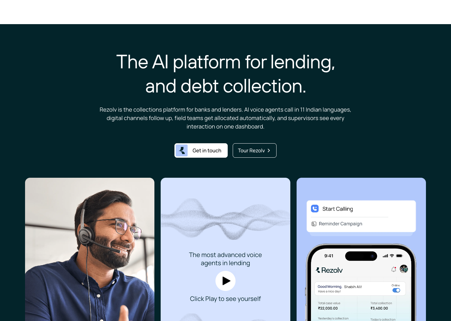 The AI platform for lending, and debt collection. — website design on Landdding