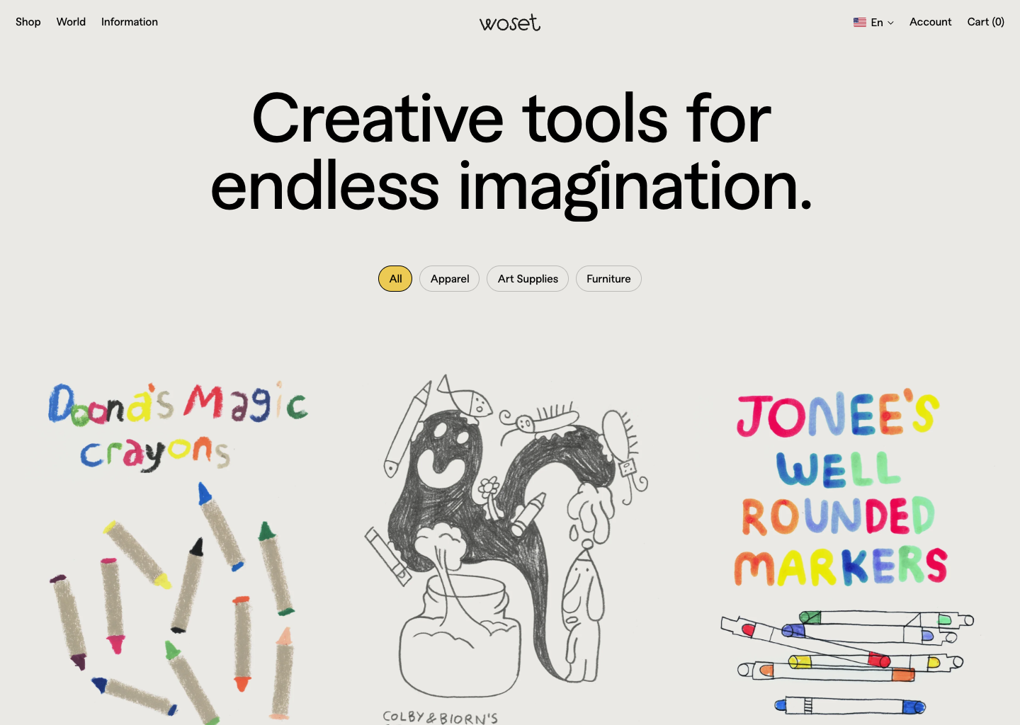 Creative Tools for Endless Imagination – Woset — website design on Landdding