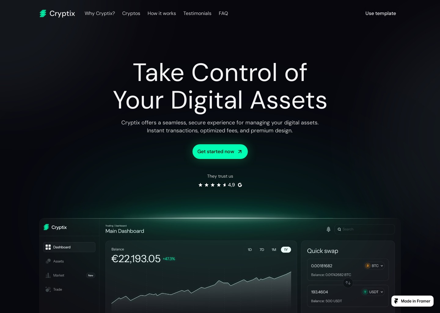 Cryptix – The Premium Crypto Trading Platform — website design on Landdding