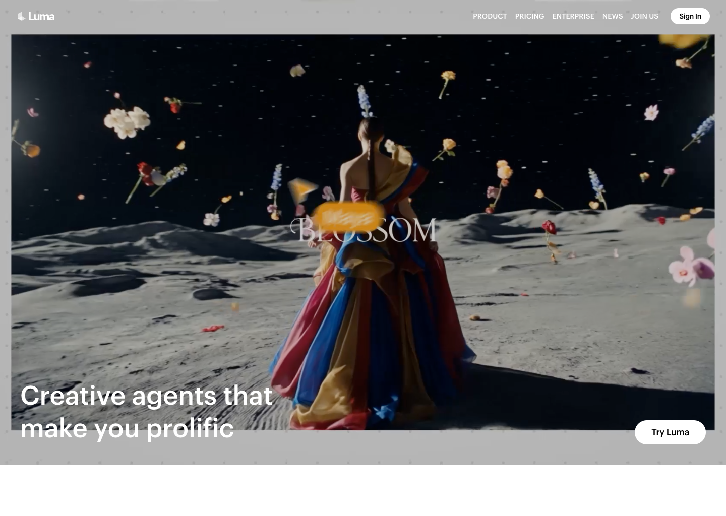 Luma | AI Agents for Creative Work — website design on Landdding