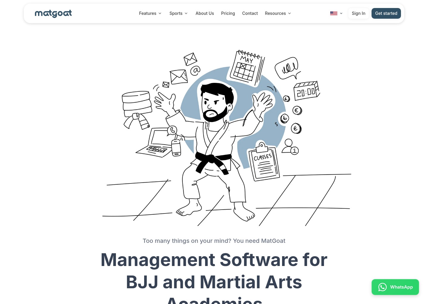 MatGoat - Management Software for BJJ and Martial Arts Academies — website design on Landdding