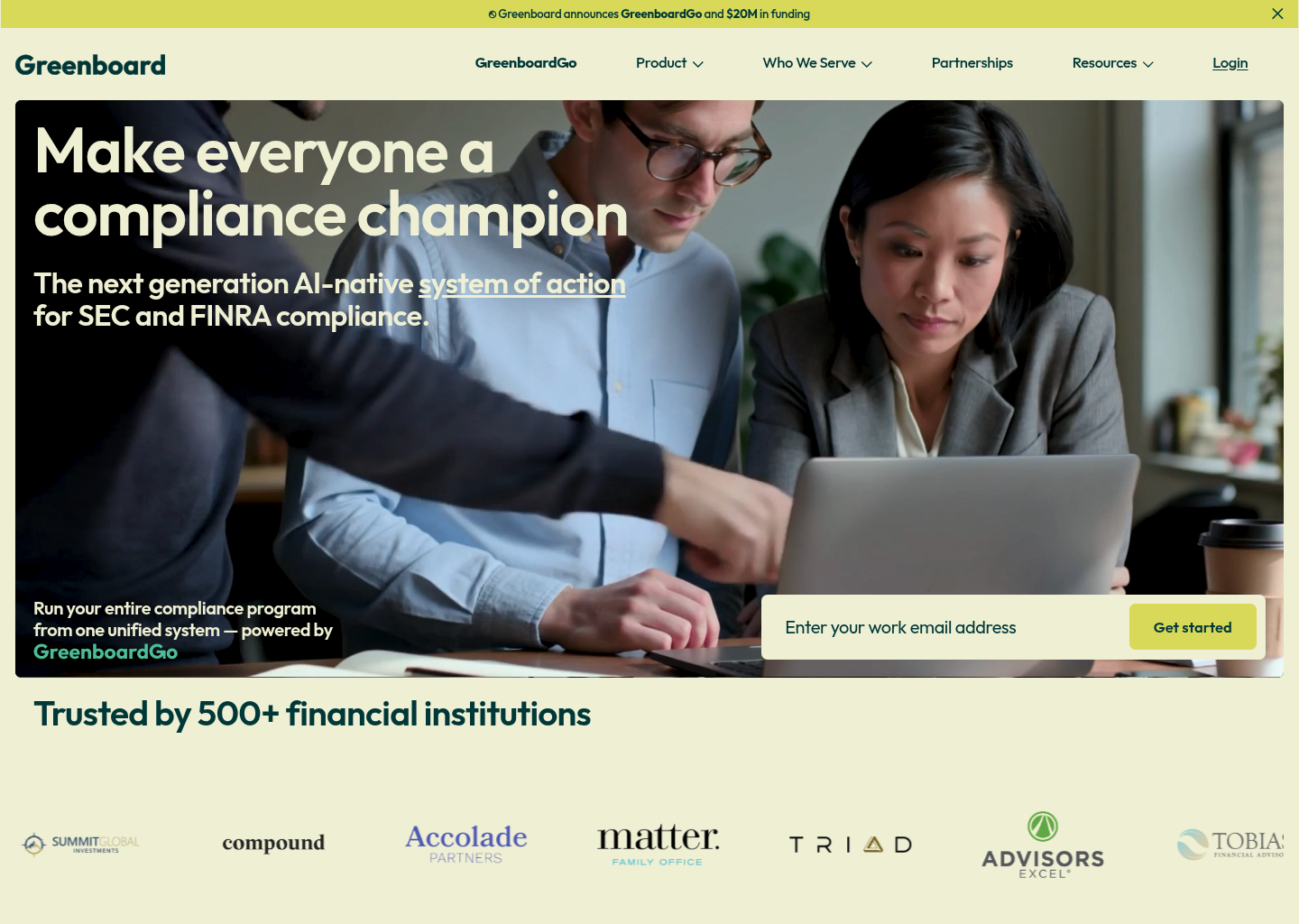 Greenboard | New System of Action Compliance Software for SEC & FINRA compliance — website design on Landdding